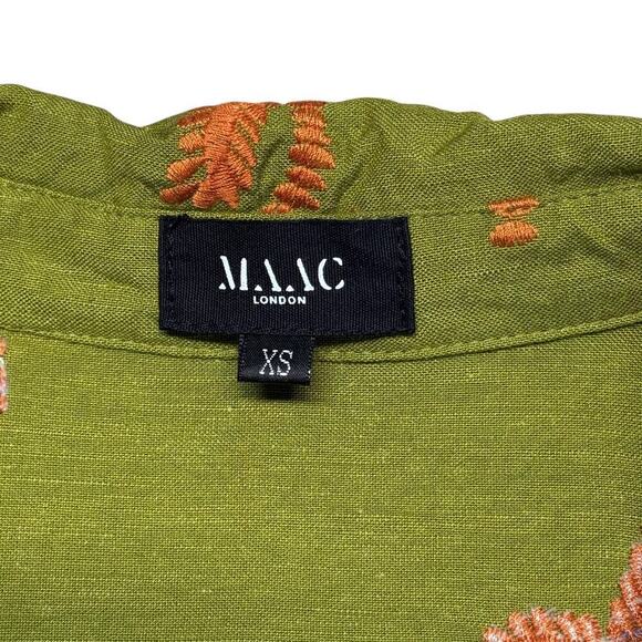 MAAC Zurri embroidered pal crop collared button up blouse green XS - Picture 7 of 16